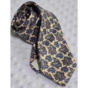 Vintage Hill & Archer Men's Tie Paisley Business Class Necktie Made In USA Beige
